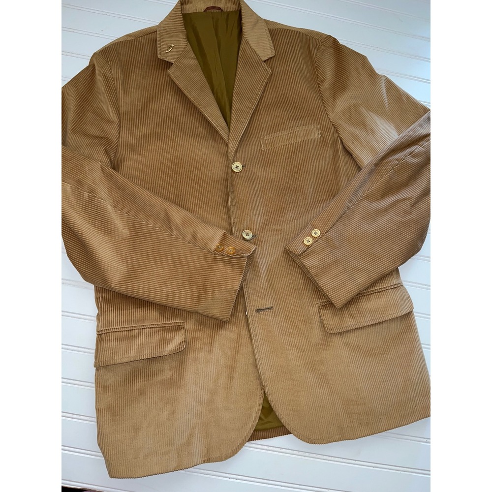 Vintage Sears Perma-Prest Corduroy Blazer Mens Camel Tan Brown Sport Coat Jacket